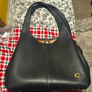Coach large Lana black pebbled leather purse